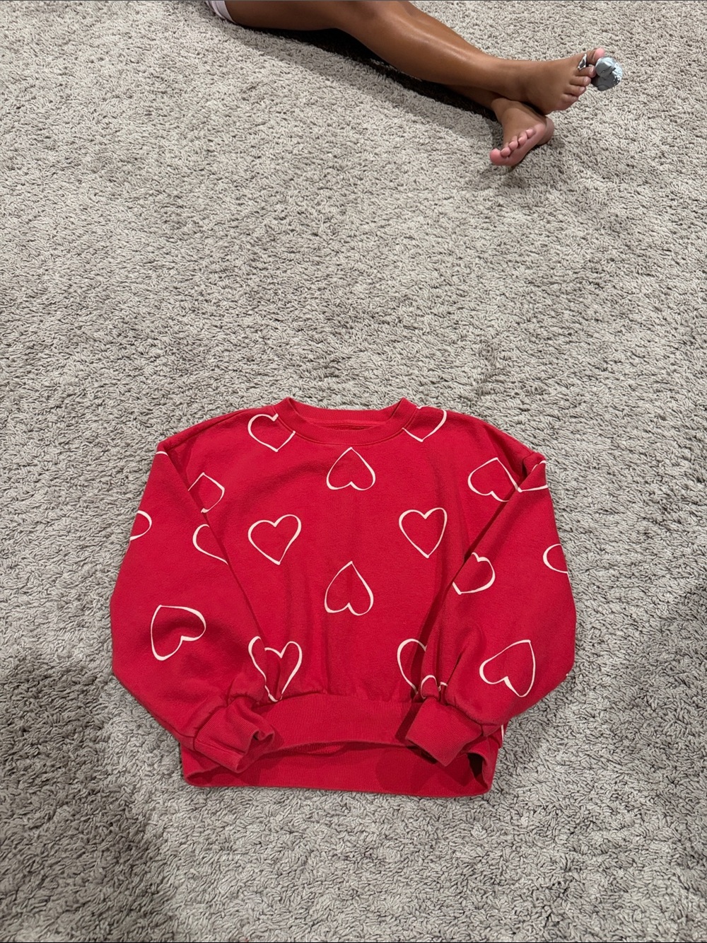 GAP Red Sweatshirt with White Heart Print